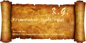 Krumenaker Györgyi névjegykártya